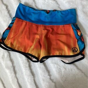 INKnBURN Bloom sz2  Blue Athletic Shorts with Sunset Accent